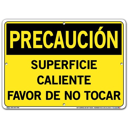 Vestil Aluminum Sign, 10-1/2" Height, 14-1/2" Width, Aluminum, Rectangle, Spanish SI-C-38-C-AL-063-S